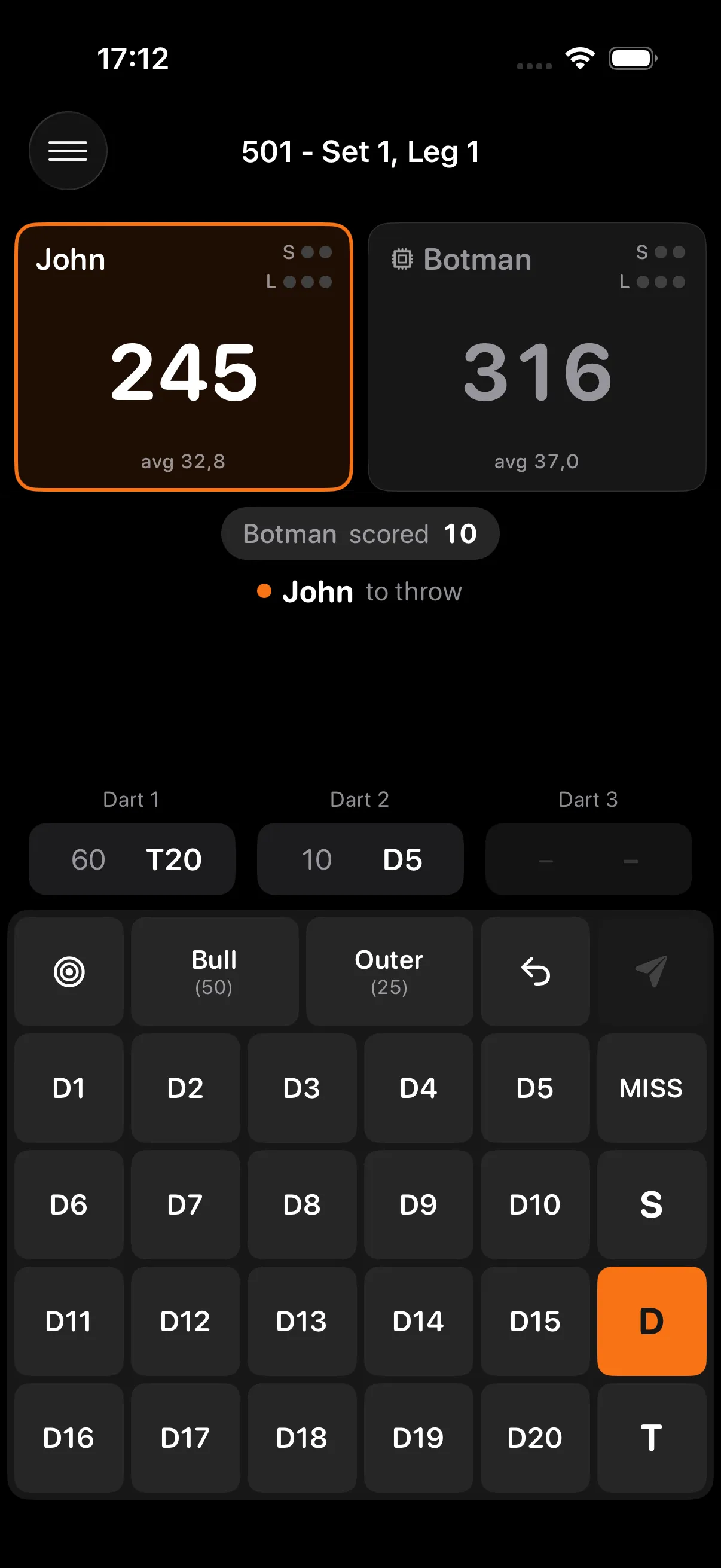 X01 game mode in PilPlay
